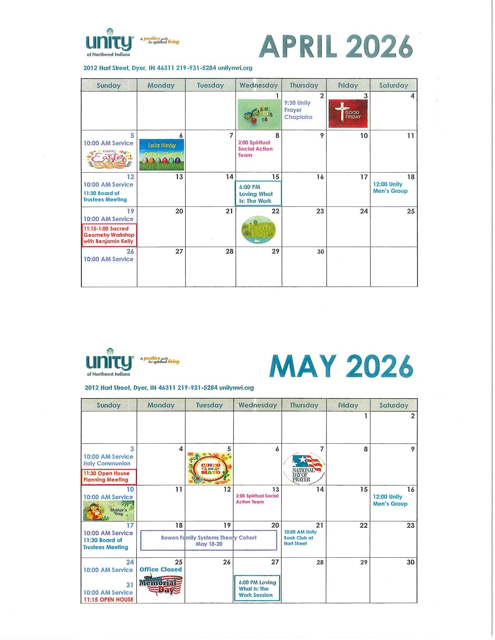 2026 April-May calendar pic